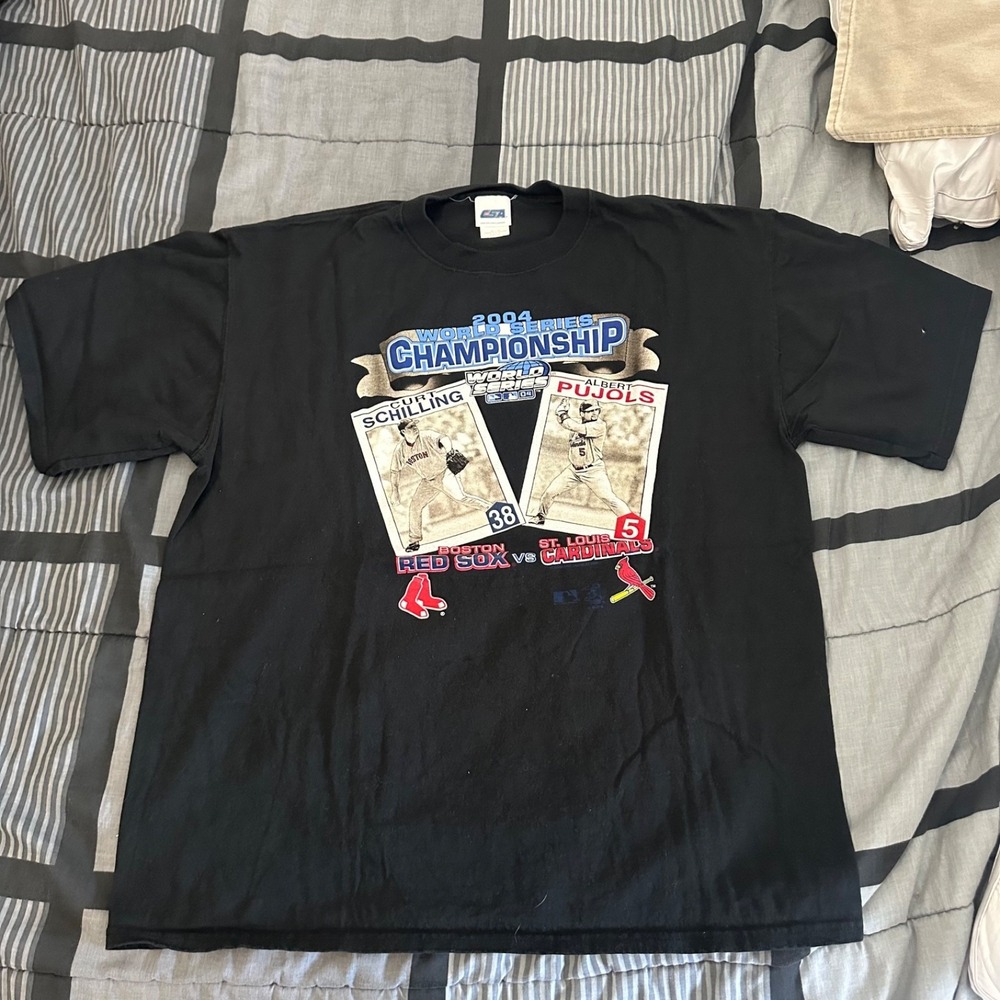 Vintage csa 2004 World Series MLB T-Shirt Pujols Schilling Red Sox XLarge